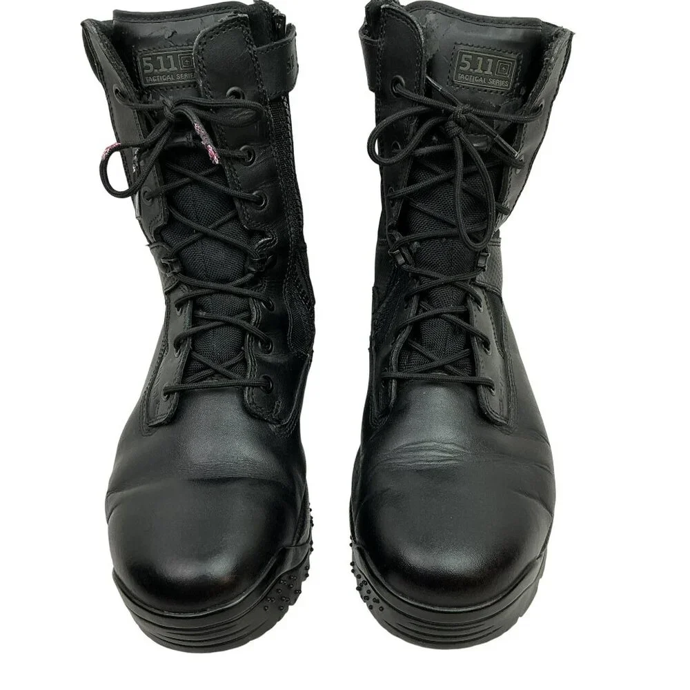 5.11 Tactical Series ATAC 8" Side Zip Combat Boots Mens 13 Leather Nylon Black - Picture 2 of 14